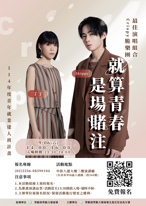 Featured image for “轉知勞動部北分署「114年度青年就業達人班計畫-名人講座」相關資訊”